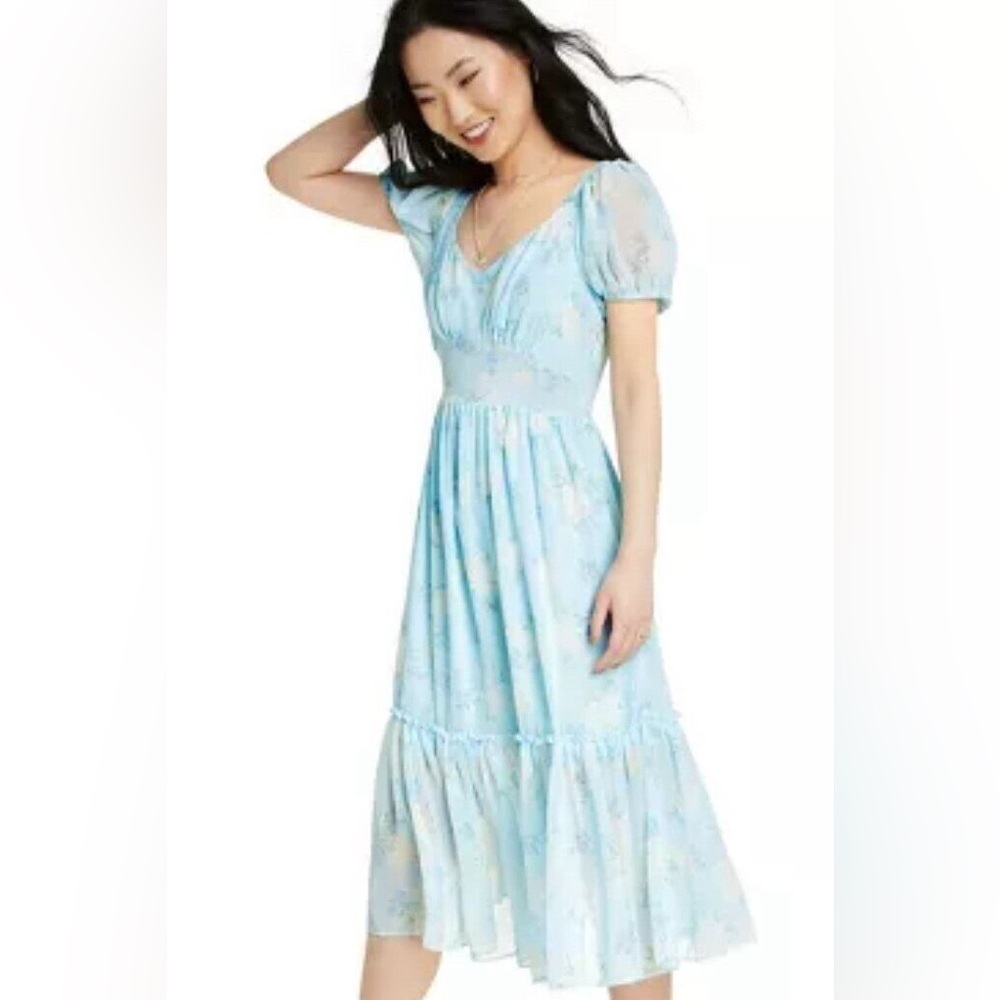 LoveShackFancy X Target Blue Floral Midi Dress